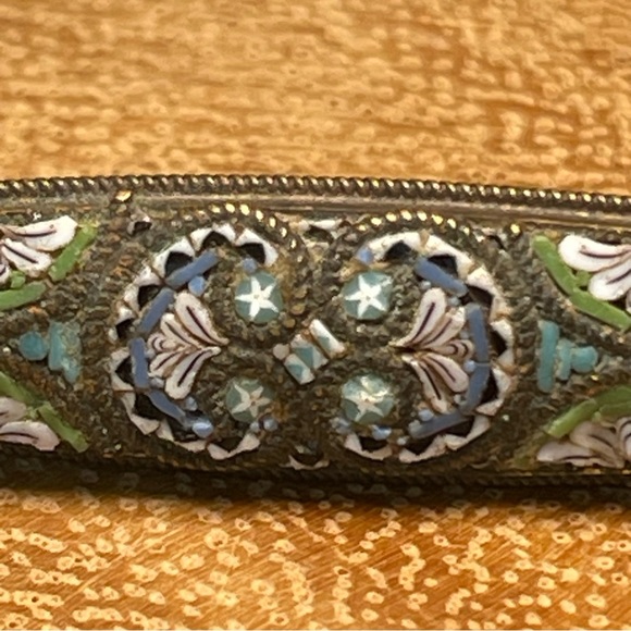 Antique Victorian Micro Mosaic Bar Pin Brooch C Clasp OOAK Unique 2.25” Long - Picture 14 of 14